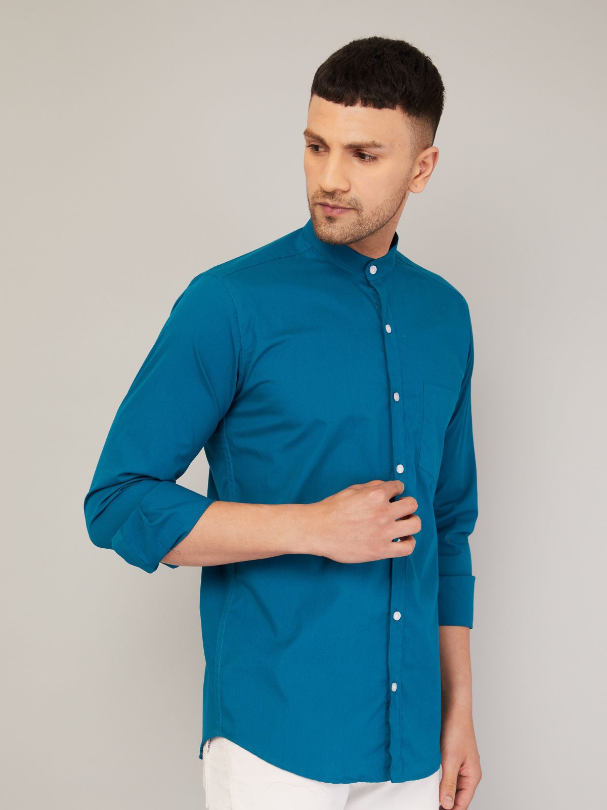 Mandarin collar shirt
